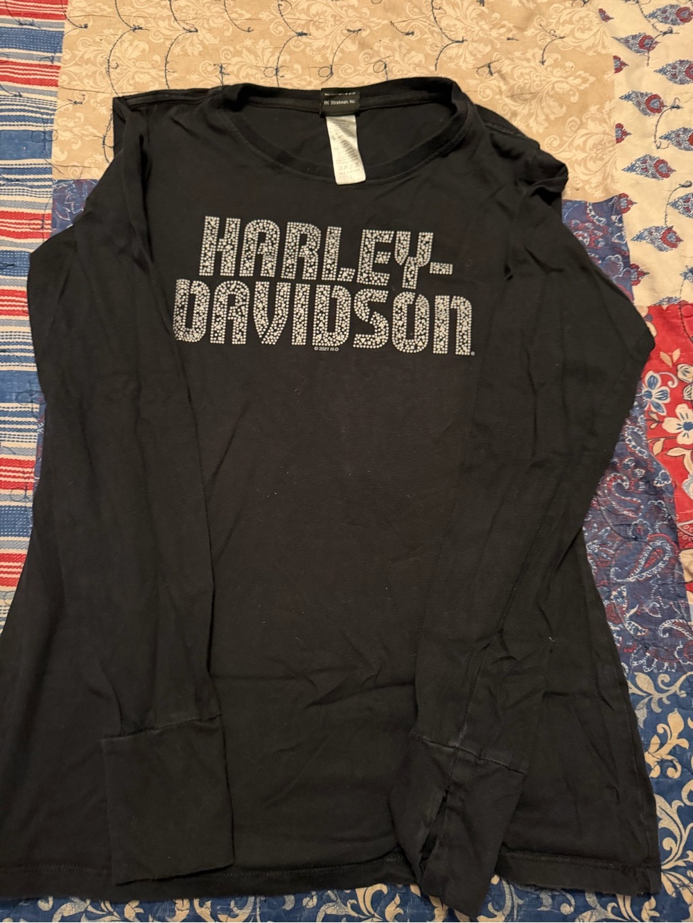 Harley-Davidson Black Long Sleeve Tee with Studded Logo